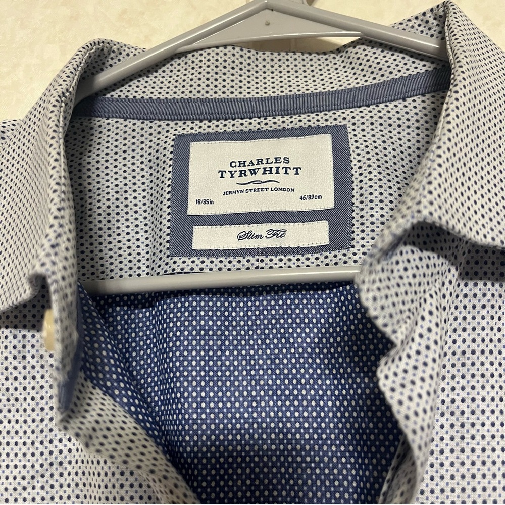 Charles Tyrwhitt Gray Patterned Dress Shirt - Picture 2 of 4